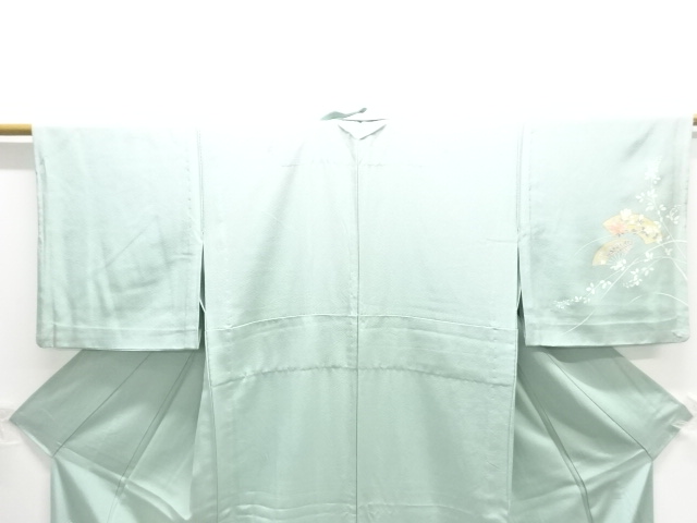  扇に草花模様単衣訪問着